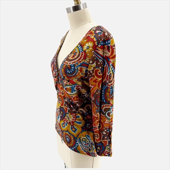 David Meister Silk Geometric Multicolor Y2K Top Sz M - Picture 5 of 9